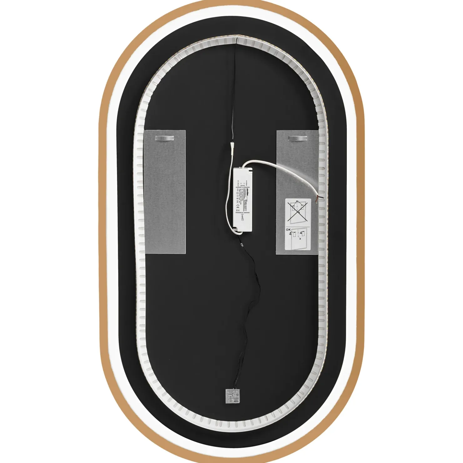 Garnero Arredamenti Specchio da parete retroilluminato 50x90cm dorato Glossy Oro New