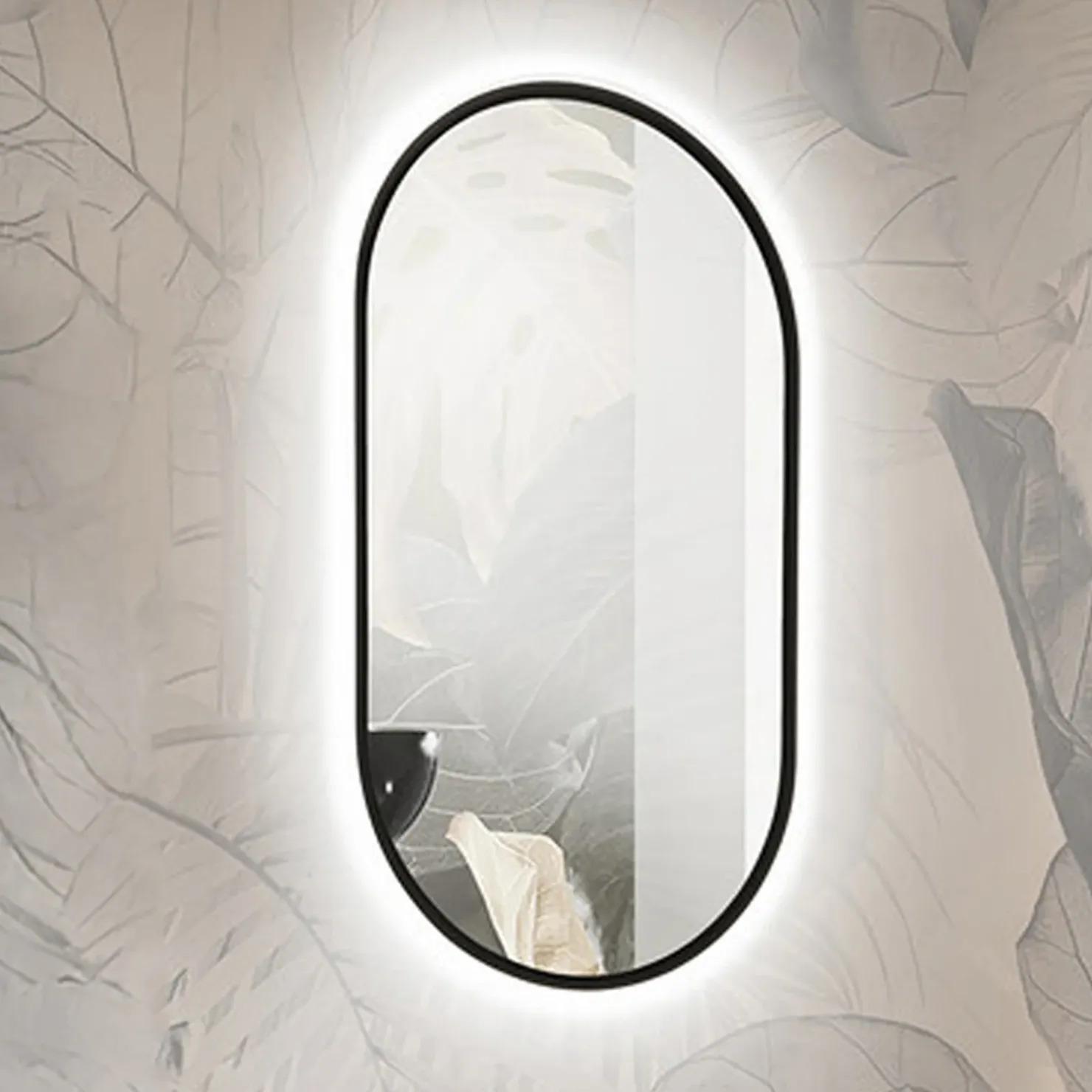 Garnero Arredamenti Specchio da parete retroilluminato 50x90cm Glossy Nero Hot