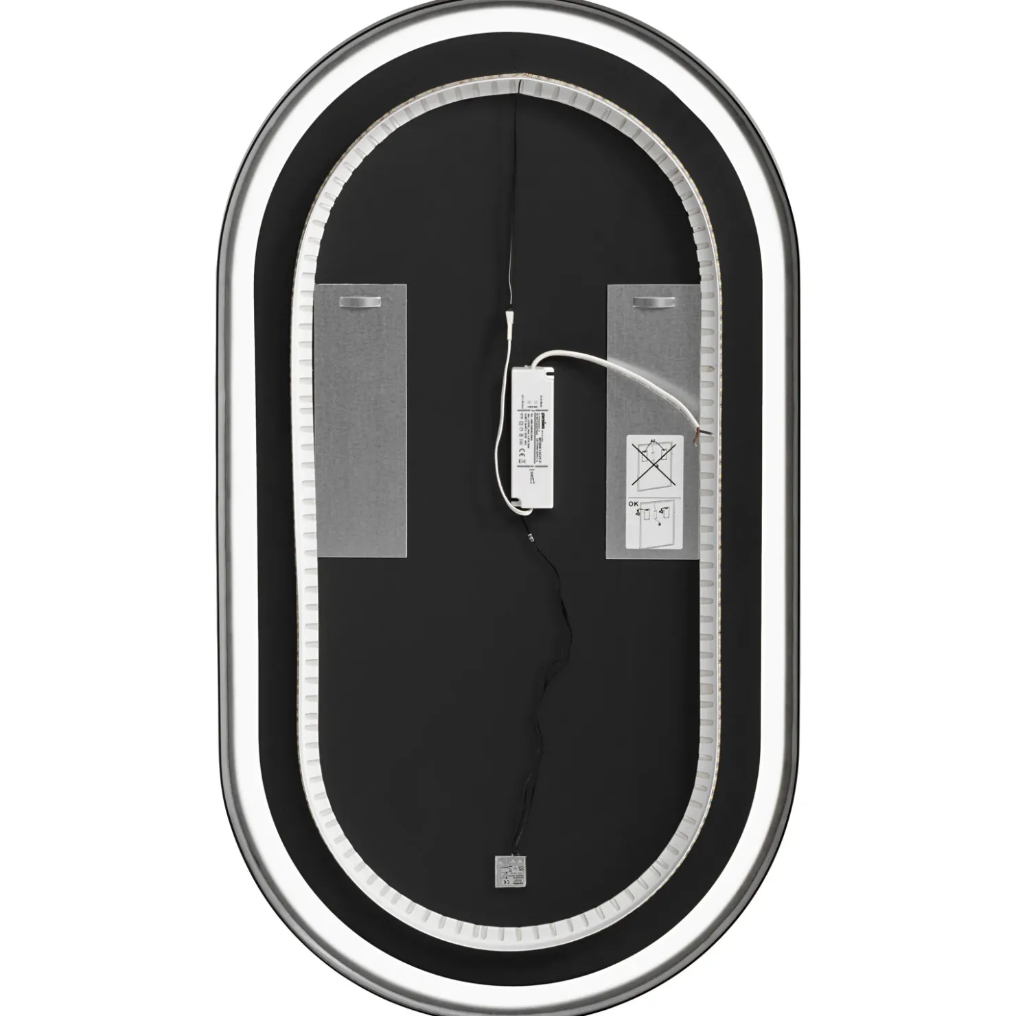 Garnero Arredamenti Specchio da parete retroilluminato 50x90cm Glossy Nero Hot