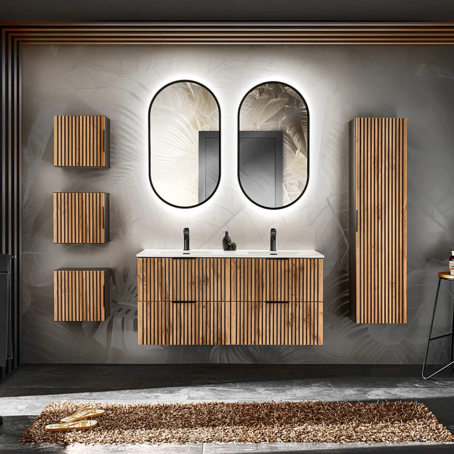 Garnero Arredamenti Specchio da parete retroilluminato 50x90cm Glossy Nero Hot