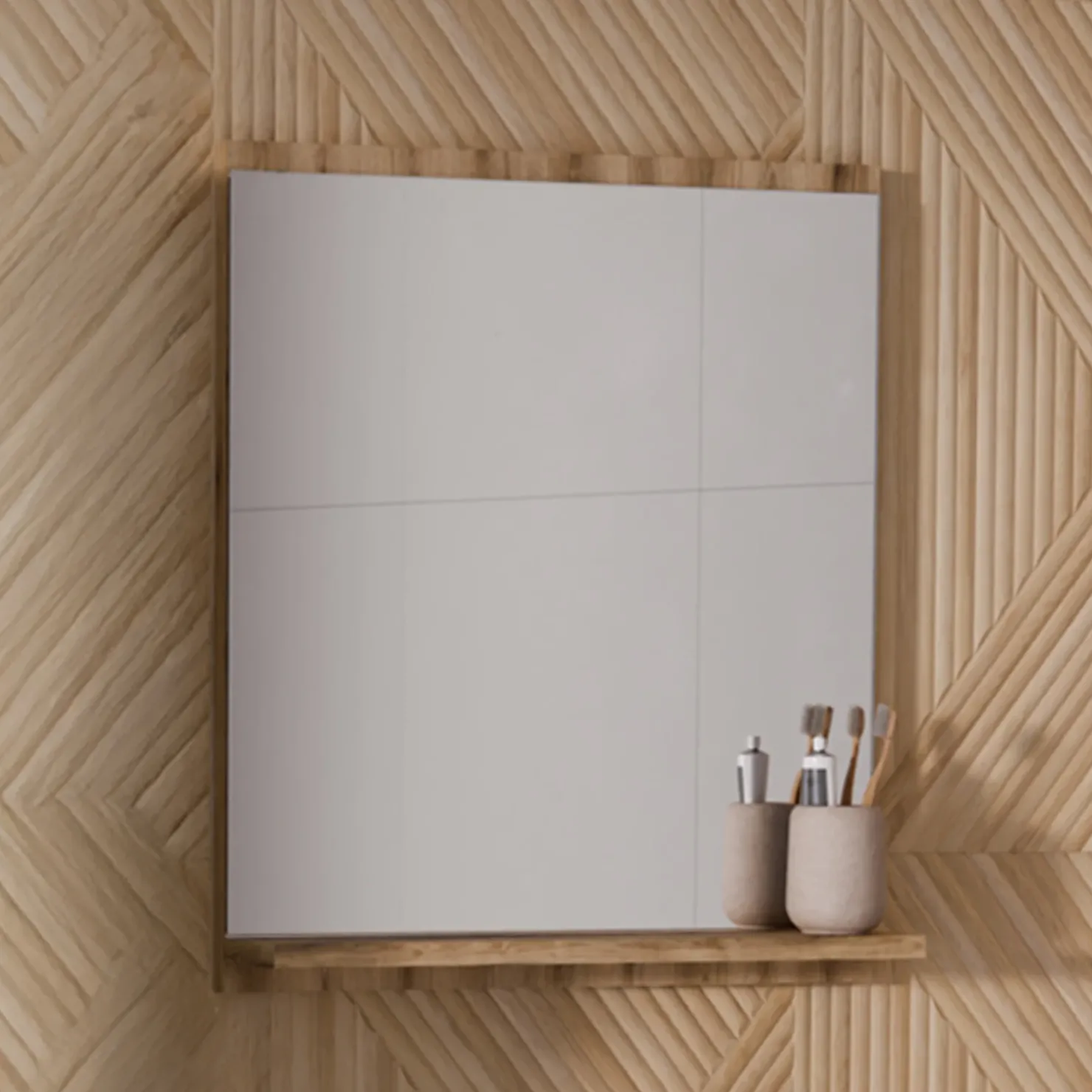 Garnero Arredamenti Specchio da parete 50x57cm con mensola rovere Bully