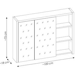 Garnero Arredamenti Specchio mobile contenitore 100x75cm 2 ante rovere antracite Veny Discount