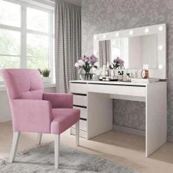 Garnero Arredamenti Specchio 120x67cm da parete per scrivania bianco opaco Eliana