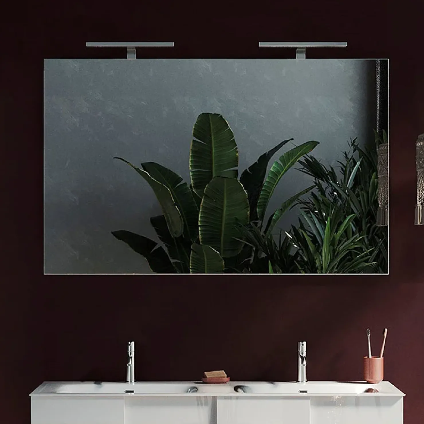 Garnero Arredamenti Specchio 120x75cm moderno con due LED vetro Premier Outlet