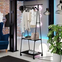 Garnero Arredamenti Stand appendiabiti 85x157h cm con ruote moderno nero Dustin Discount