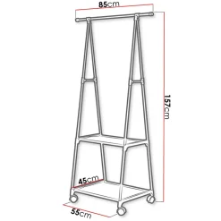 Garnero Arredamenti Stand appendiabiti 85x157h cm con ruote moderno nero Dustin Discount