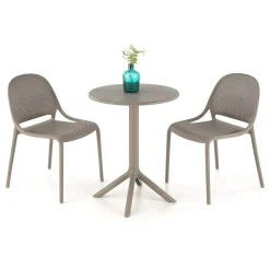 Garnero Arredamenti Tavolino da giardino rotondo polipropilene 60cm Ondina Marrone New