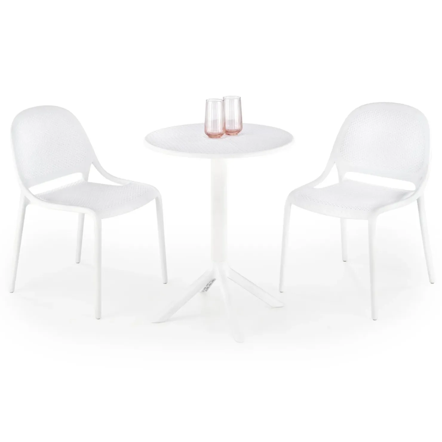 Garnero Arredamenti Tavolino da giardino rotondo polipropilene 60cm Ondina Bianco Sale