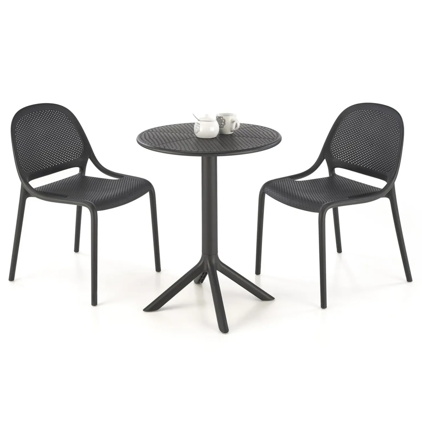 Garnero Arredamenti Tavolino da giardino rotondo polipropilene 60cm Ondina Nero