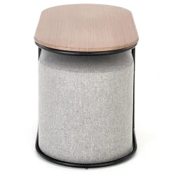 Garnero Arredamenti Tavolino da salotto con pouf in tessuto noce grigio nero Duchessa New
