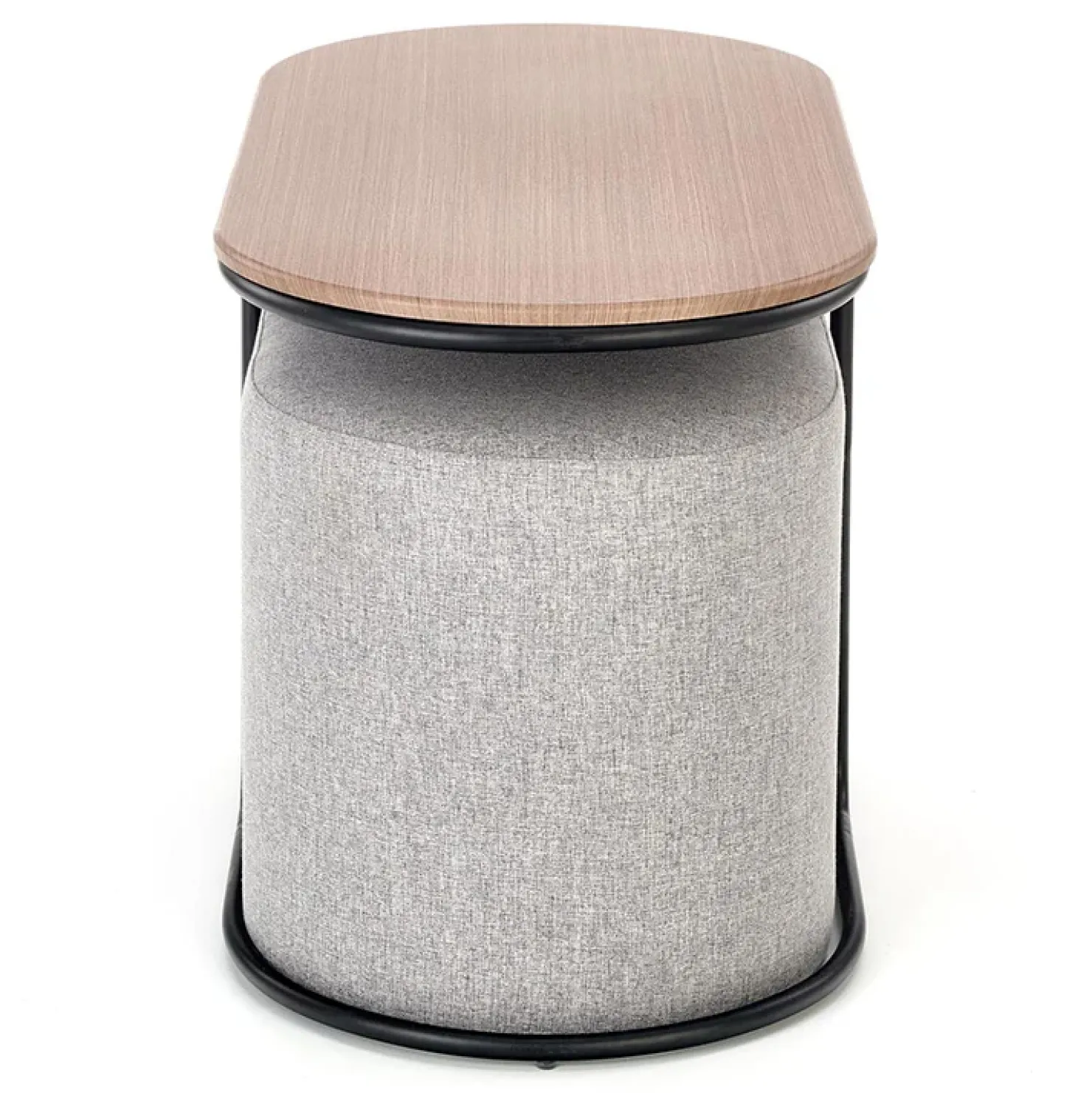 Garnero Arredamenti Tavolino da salotto con pouf in tessuto noce grigio nero Duchessa New
