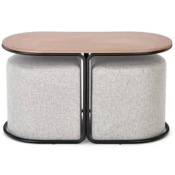 Garnero Arredamenti Tavolino da salotto con pouf in tessuto noce grigio nero Duchessa New