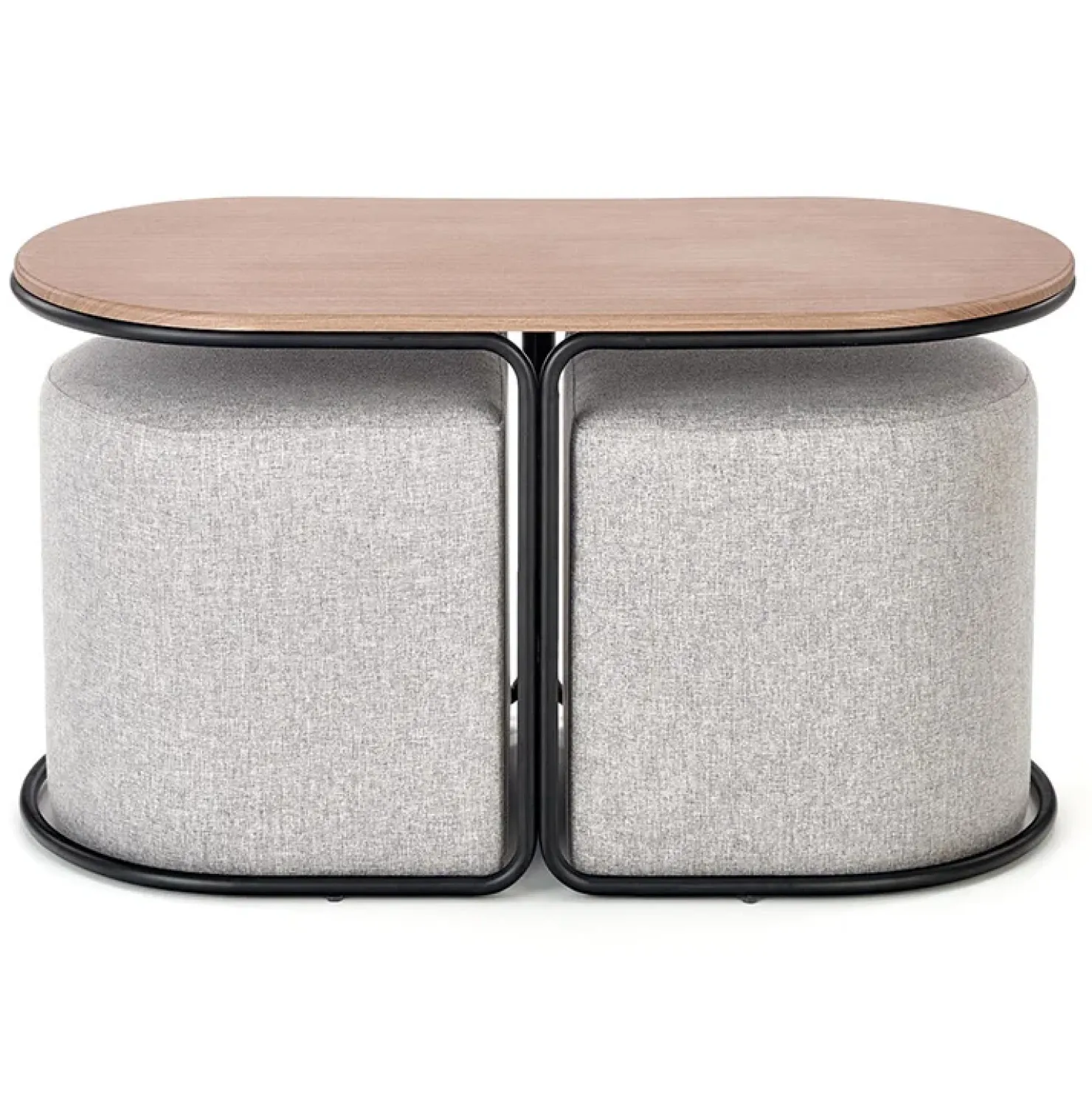 Garnero Arredamenti Tavolino da salotto con pouf in tessuto noce grigio nero Duchessa New