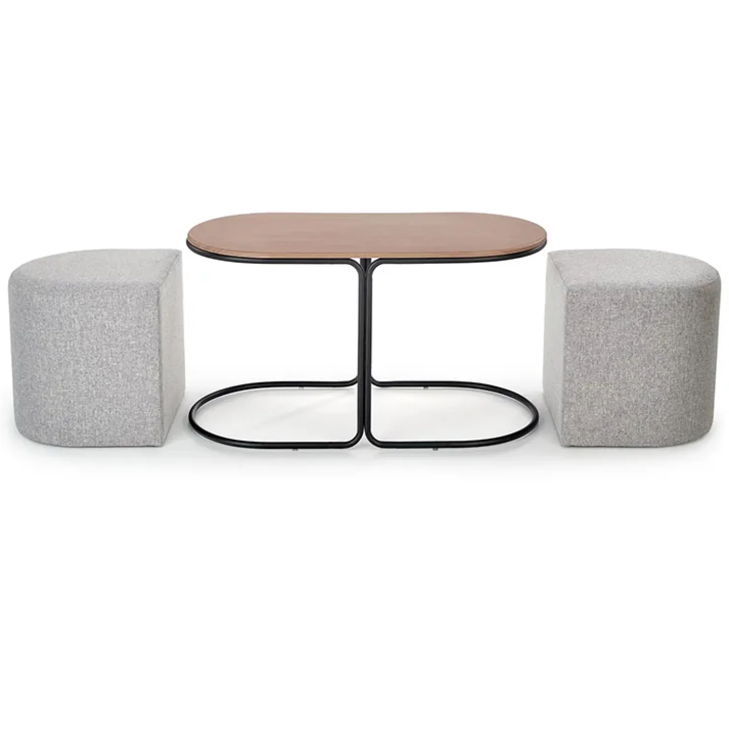 Garnero Arredamenti Tavolino da salotto con pouf in tessuto noce grigio nero Duchessa New