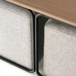 Garnero Arredamenti Tavolino da salotto con pouf in tessuto noce grigio nero Duchessa New