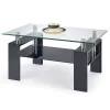 Garnero Arredamenti Tavolino da salotto con ripiano 110x60cm nero vetro acciaio Nigel Clearance