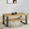 Garnero Arredamenti Tavolino da salotto con ripiano 110x60cm quercia metallo nero Petra Best