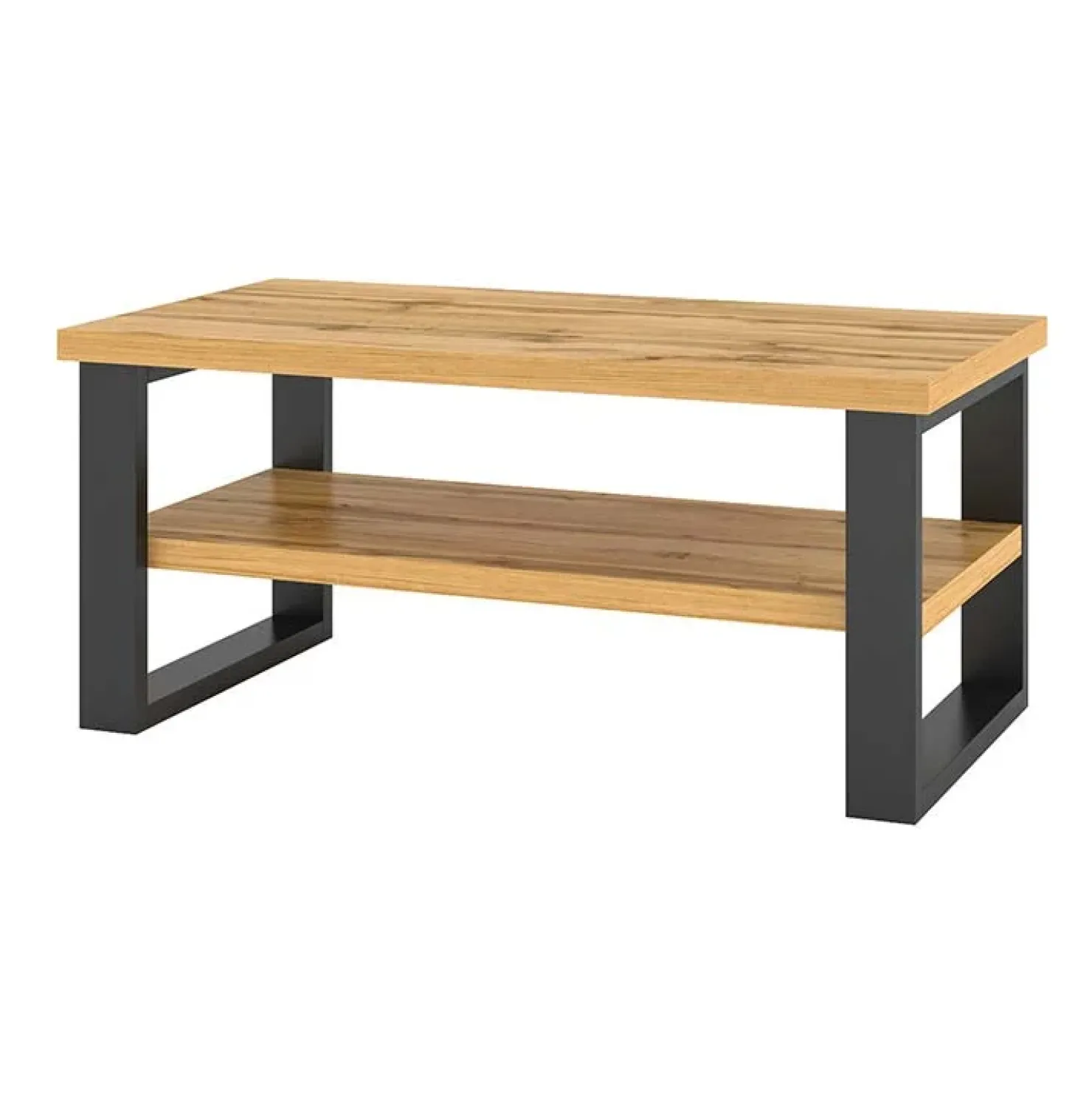 Garnero Arredamenti Tavolino da salotto con ripiano 110x60cm quercia metallo nero Petra Best