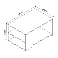 Garnero Arredamenti Tavolino da salotto con ripiani  90x48cm antracite rovere Luzon Sale