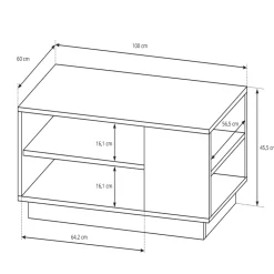 Garnero Arredamenti Tavolino da salotto con ripiano 100x60cm bianco opaco quercia James Outlet