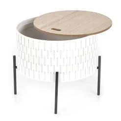 Garnero Arredamenti Tavolino da salotto contenitore 35x35cm rotondo bianco opaco Sligo Sale