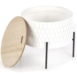 Garnero Arredamenti Tavolino da salotto contenitore 35x35cm rotondo bianco opaco Sligo Sale