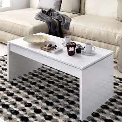 Garnero Arredamenti Tavolino da salotto contenitore 102x50cm design moderno Paris Bianco Lucido Clearance