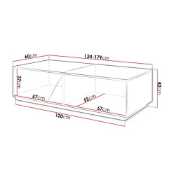Garnero Arredamenti Tavolino da salotto contenitore 60x124cm apribile rovere bianco Modesta Bianco Opaco - Rovere Sale