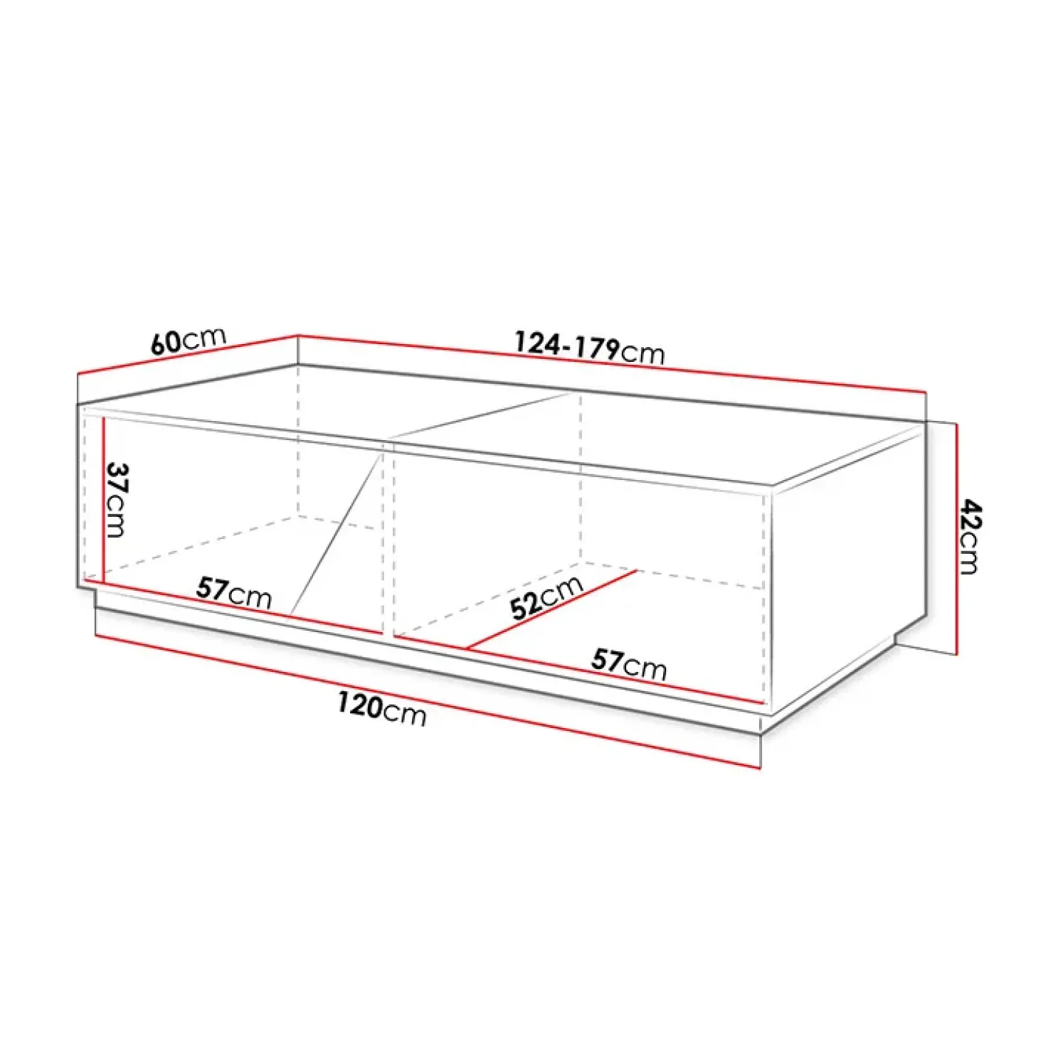 Garnero Arredamenti Tavolino da salotto contenitore 60x124cm apribile rovere bianco Modesta Bianco Opaco - Rovere Sale