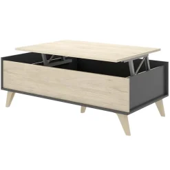 Garnero Arredamenti Tavolino da salotto contenitore 99x60cm design moderno rovere grafite Elmer Rovere - Grafite Clearance