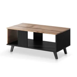 Garnero Arredamenti Tavolino da salotto design industrial 92x40cm rovere nero Nandina New