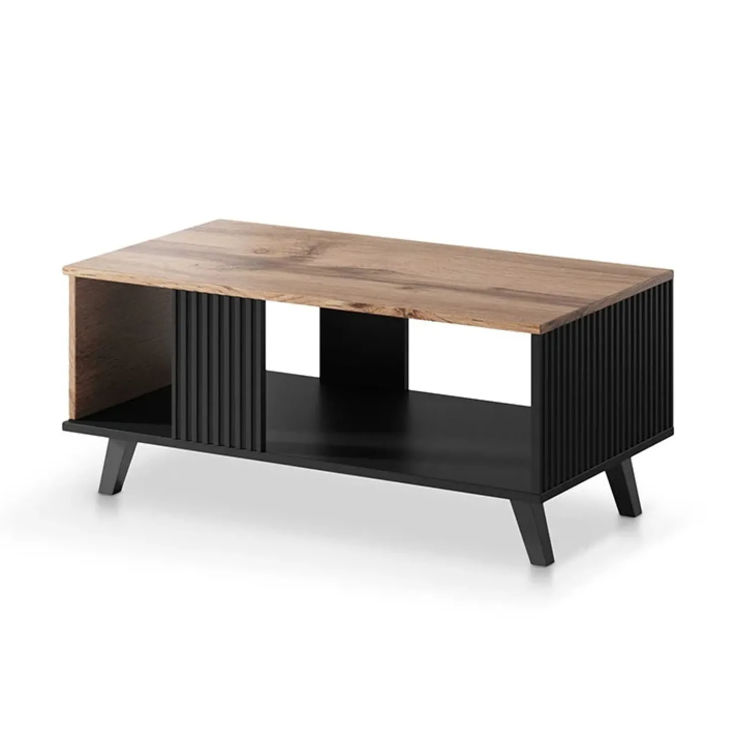 Garnero Arredamenti Tavolino da salotto design industrial 92x40cm rovere nero Nandina New