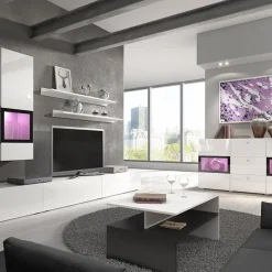 Garnero Arredamenti Tavolino da salotto design 100x45cm bianco e nero Emotion Gihome® Nero Opaco - Bianco opaco Best