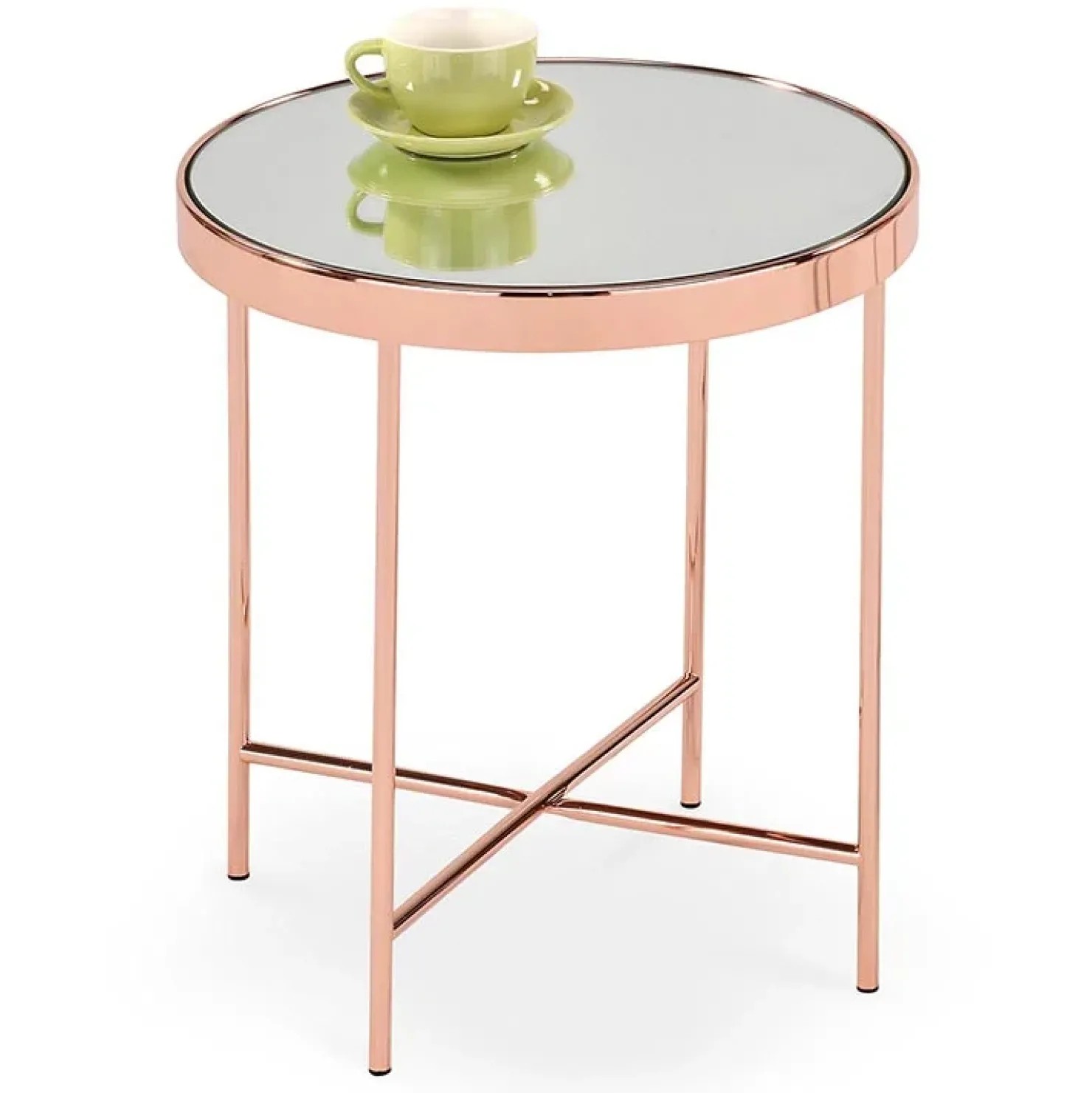 Garnero Arredamenti Tavolino da salotto design rotondo 42x42cm acciaio rame Roros