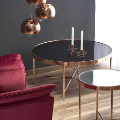 Garnero Arredamenti Tavolino da salotto design rotondo 42x42cm acciaio rame Roros