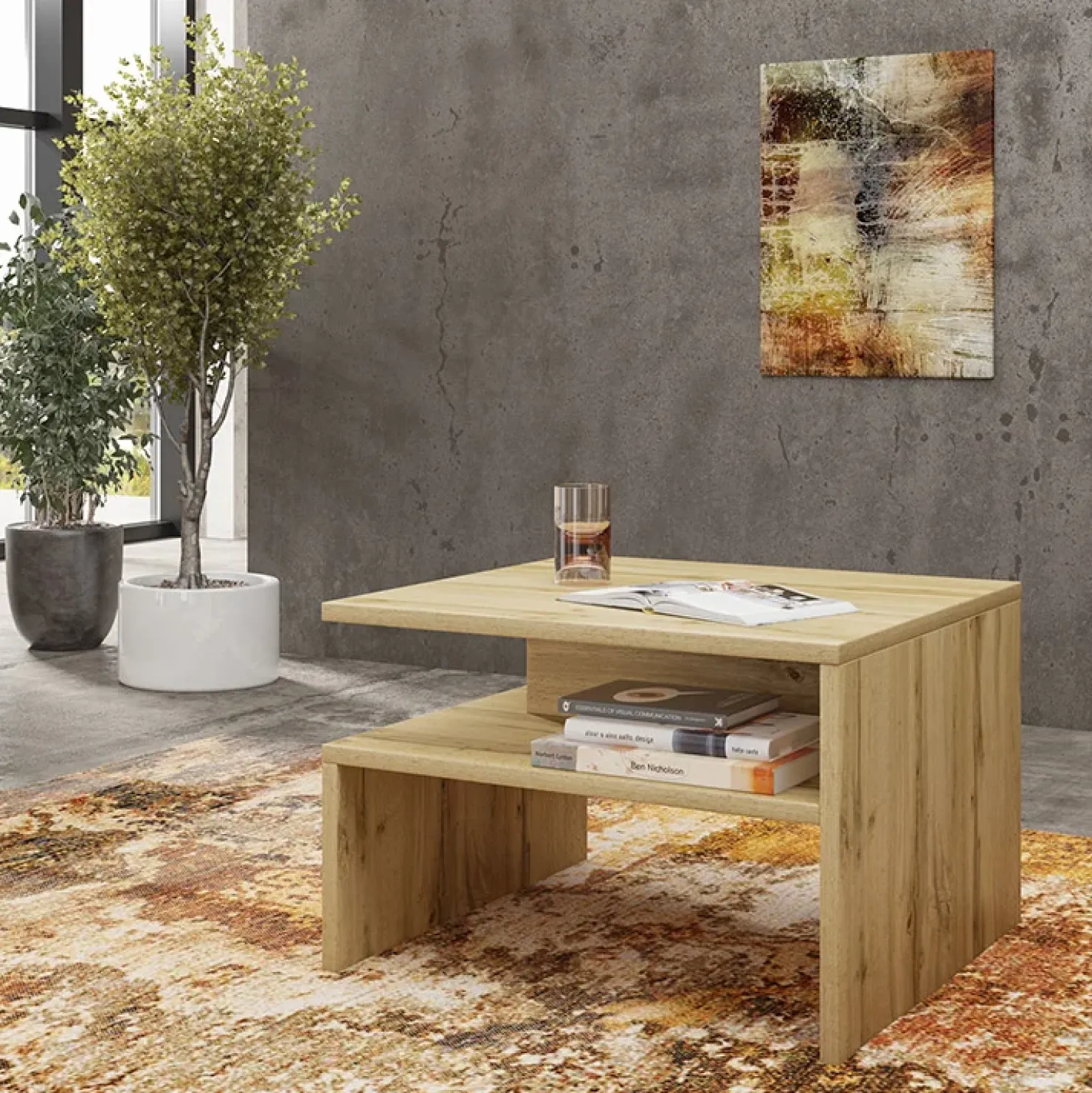 Garnero Arredamenti Tavolino da salotto design 66x45cm rovere chiaro Maserati Best