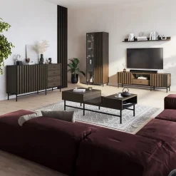 Garnero Arredamenti Tavolino da salotto doppio cassetti 134x40cm wengè Blackwood Hot