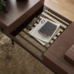 Garnero Arredamenti Tavolino da salotto doppio cassetti 134x40cm wengè Blackwood Hot