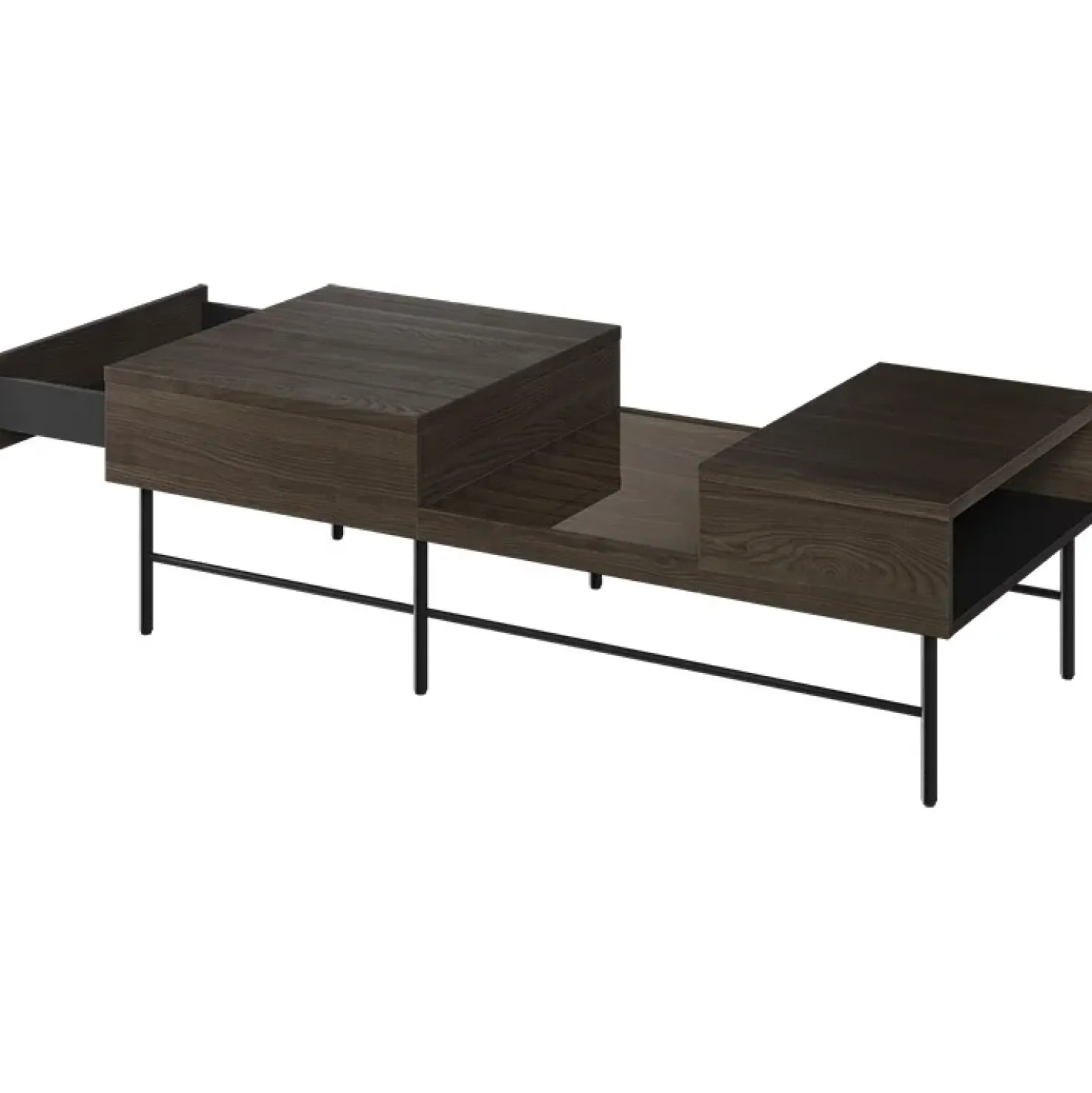 Garnero Arredamenti Tavolino da salotto doppio cassetti 134x40cm wengè Blackwood Hot