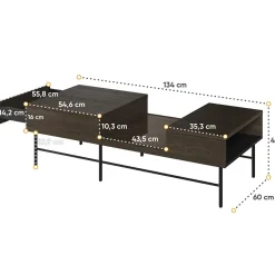 Garnero Arredamenti Tavolino da salotto doppio cassetti 134x40cm wengè Blackwood Hot