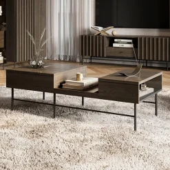 Garnero Arredamenti Tavolino da salotto doppio cassetti 134x40cm wengè Blackwood Hot