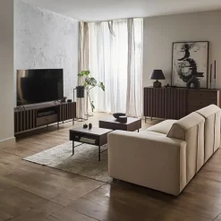 Garnero Arredamenti Tavolino da salotto doppio cassetti 134x40cm wengè Blackwood Hot