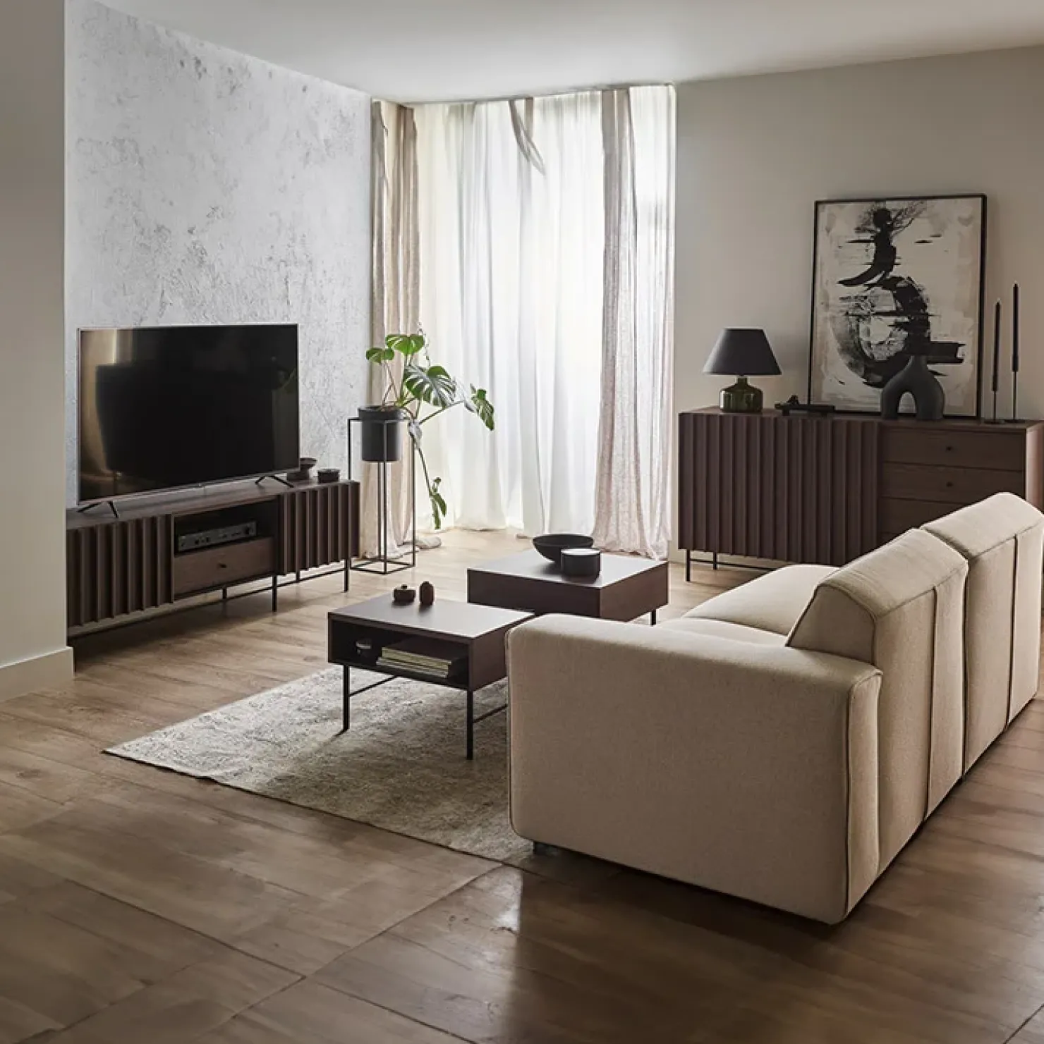 Garnero Arredamenti Tavolino da salotto doppio cassetti 134x40cm wengè Blackwood Hot