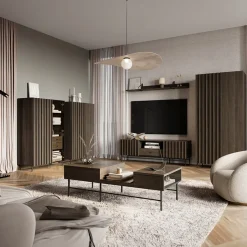 Garnero Arredamenti Tavolino da salotto doppio cassetti 134x40cm wengè Blackwood Hot