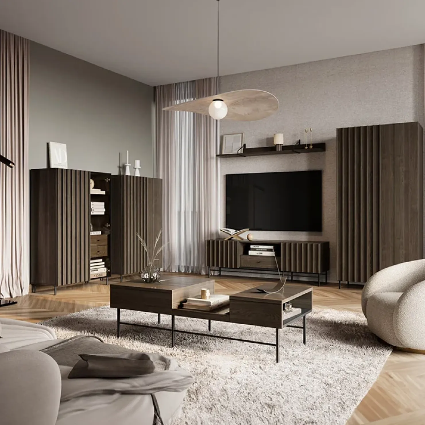 Garnero Arredamenti Tavolino da salotto doppio cassetti 134x40cm wengè Blackwood Hot