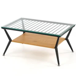 Garnero Arredamenti Tavolino da salotto in vetro moderno 80x38h cm rovere miele nero Ribe Online