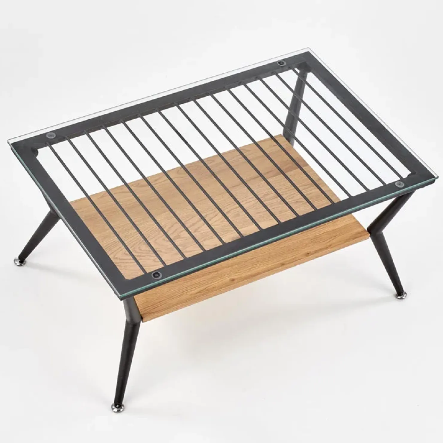 Garnero Arredamenti Tavolino da salotto in vetro moderno 80x38h cm rovere miele nero Ribe Online