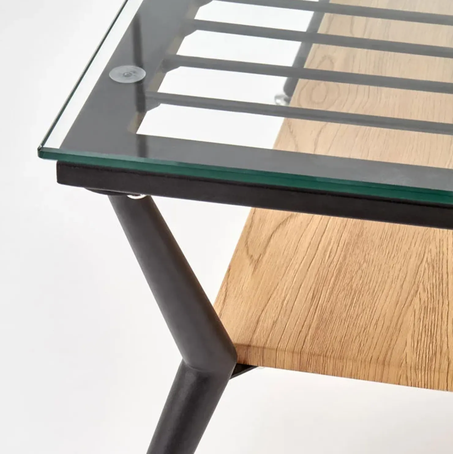 Garnero Arredamenti Tavolino da salotto in vetro moderno 80x38h cm rovere miele nero Ribe Online