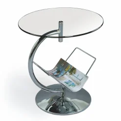 Garnero Arredamenti Tavolino da salotto in vetro moderno 45x50cm acciaio Word Hot