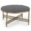 Garnero Arredamenti Tavolino da salotto in vetro rotondo 80x80cm nero oro Flam Sale